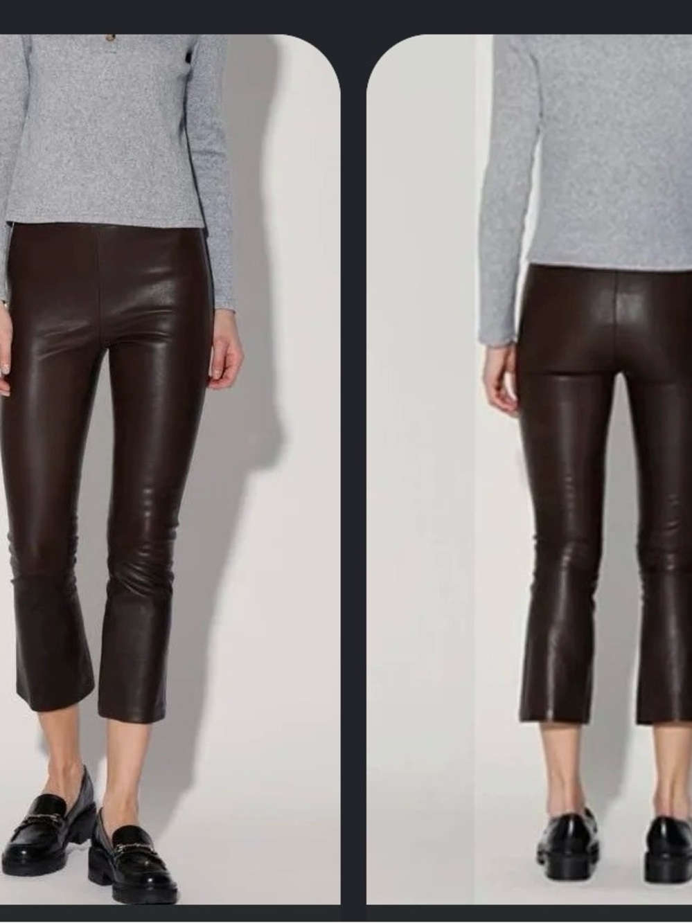 Walter Baker Black lamp Leather cropped flare Pants- sm